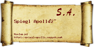 Spiegl Apolló névjegykártya